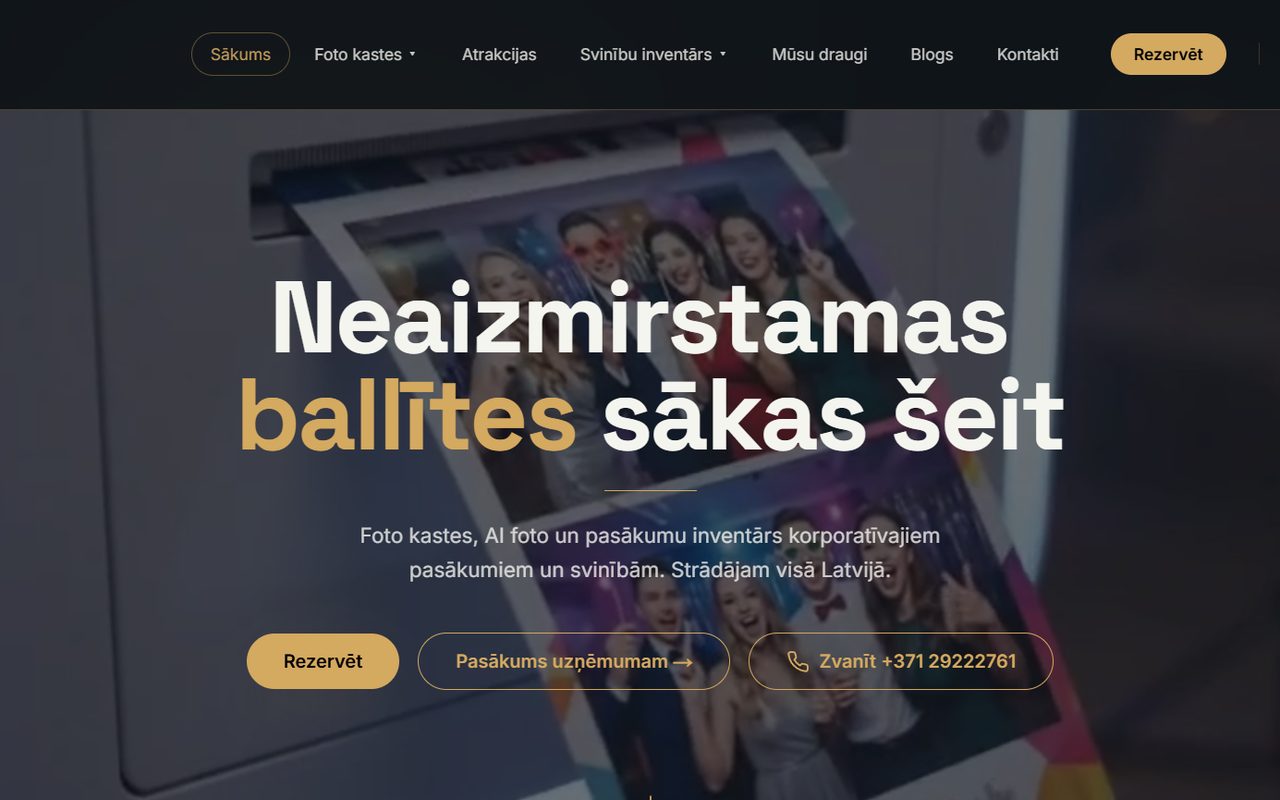 Anabella Party - Mājaslapa + vadības sistēma, ekrānuzņēmums