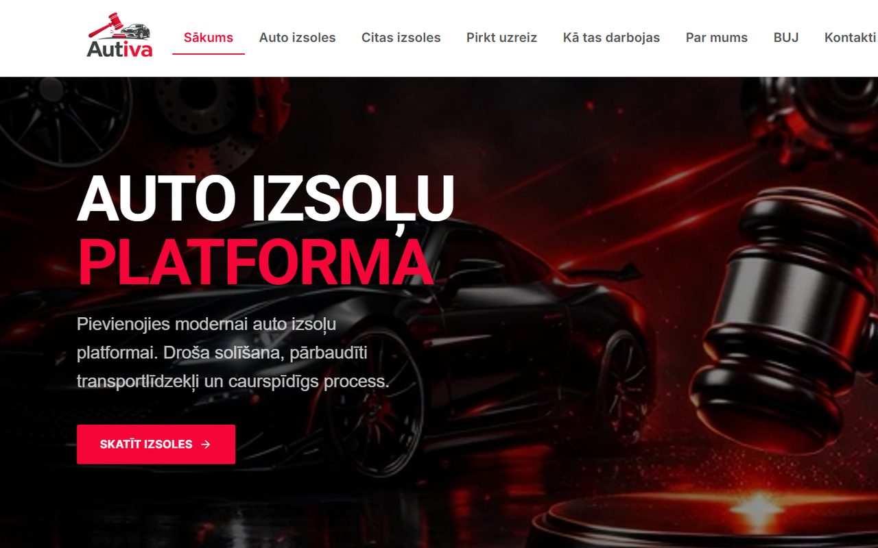 Autiva - Auto izsoļu platforma, ekrānuzņēmums