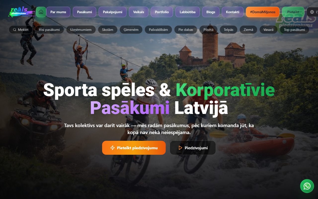 Reāls Piedzīvojums - Pasākumu uzņēmuma mājaslapa